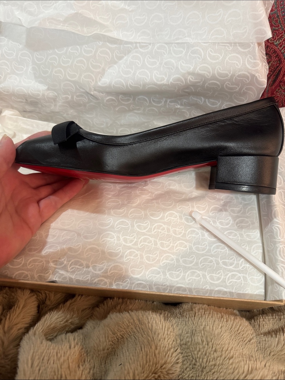 Christian Louboutin/Black Leather Bow Ballet 30mm pumps/“Mamaflirt”/US 7/NIB!!!! - Picture 13 of 16